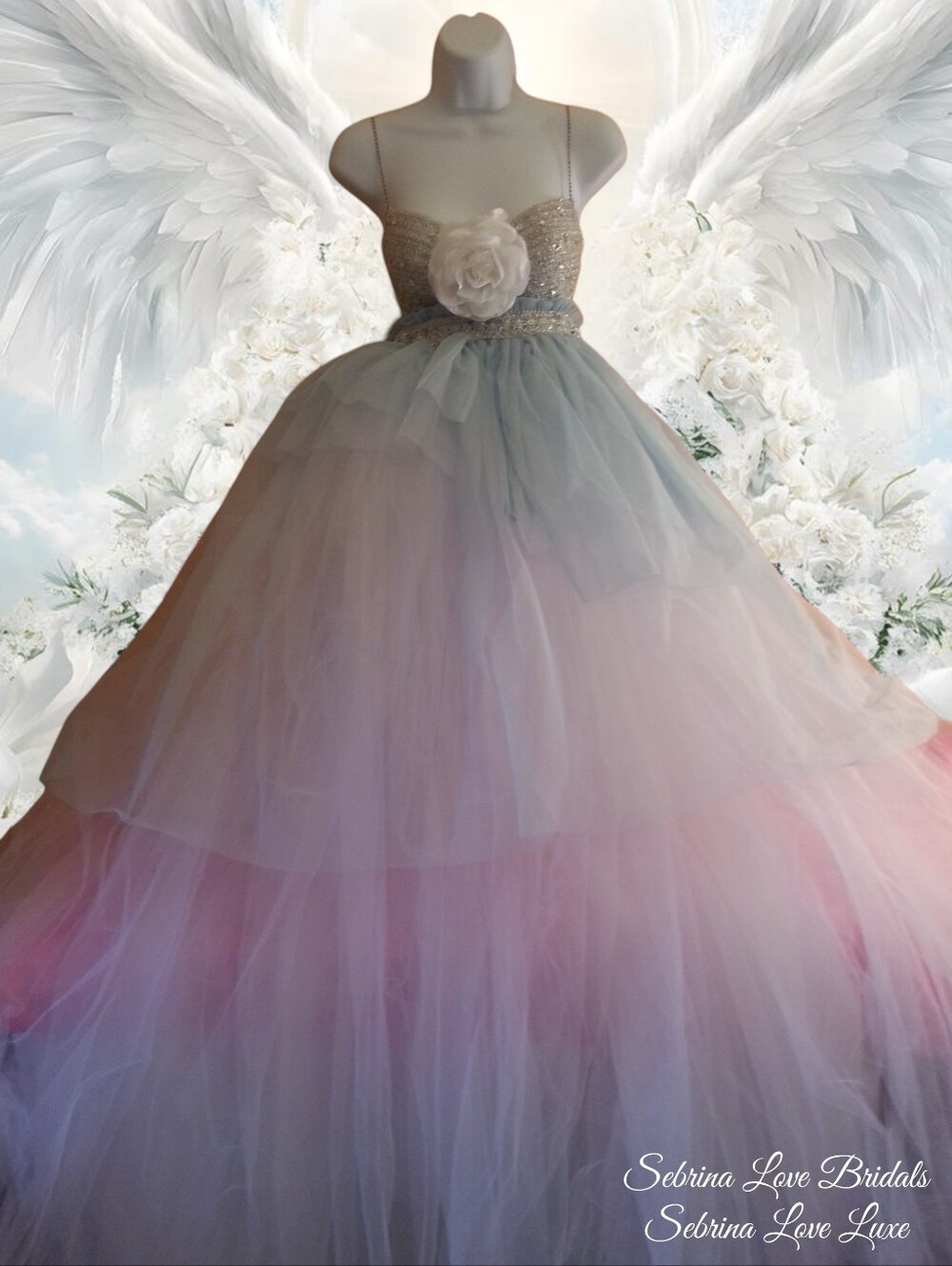 Cinderella Blue Babydoll Tulle Wedding Ballgown - Picture 4 of 11